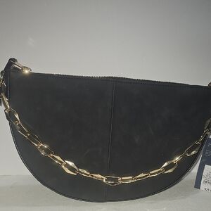 Universal Thread Hobo Black Shoulder Bag with Gold‎ Chain- New